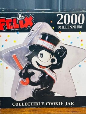 FELIX THE CAT Ceramic Cookie Jar Limited Edition Clay Art 2000 Millennium New
